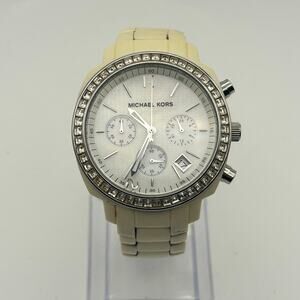 Michael Kors Runway MK-5079 White Acrylic Band Women’s Watch New Battery